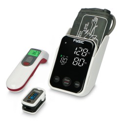 Gezondheidsmonitoring thuis set, bloeddrukmeter, saturatiemeter en infrarood thermometer Fysic